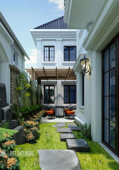 Thiết kế sân vườn biệt thự tân cổ điển _ Mẫu số 1