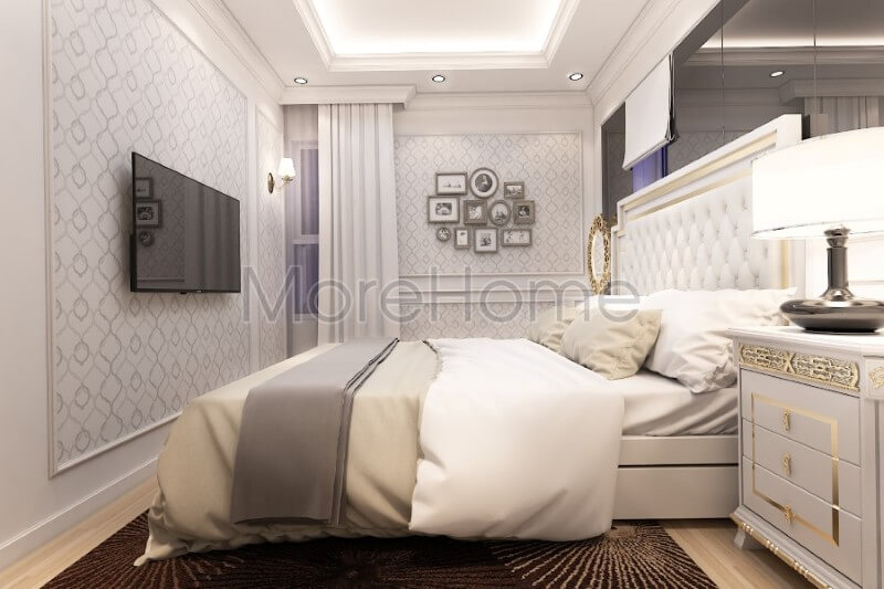 Mẫu giường ngủ đẹp đầu giường bọc da được coi là điểm nhấn cho một không gian riêng tư sang trọng và ấn tượng Thiết kế chung cư