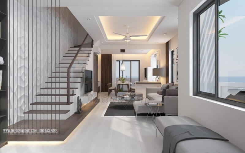 Thiết kế phòng khách liền phòng ăn đẹp, sang trọng mang đậm phong cách hiện đại. Thiết kế phòng khách biệt thự