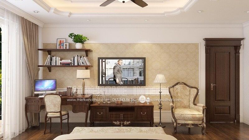 Đây là mẫu kệ tivi gỗ óc chó kiểu dáng tân cổ điển đẹp với kết cấu 3 ngăn tiện dụng. Với mẫu kệ tivi phòng ngủ này, bạn có thể sử dụng để đồ lưu trữ cũng như để đồ trang trí.