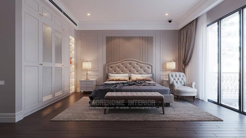 Mẫu thiết kế nội thất phòng ngủ biệt thự sang trọng cao cấp theo phong cách tân cổ điển