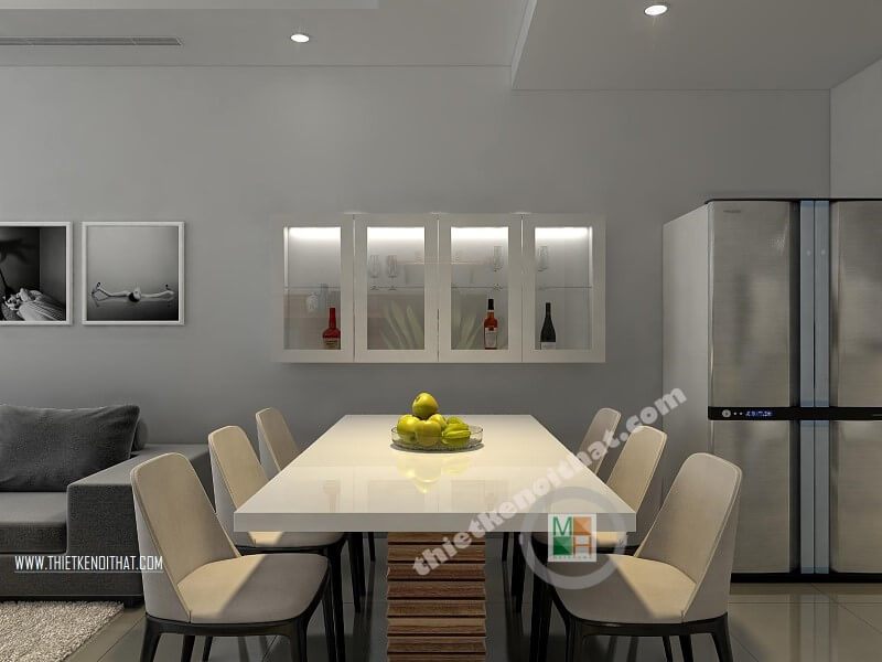Bộ bàn ghế ăn chung cư nhỏ gọn màu kem được nhiều khách hàng yêu thích và sử dụng tại MoreHome