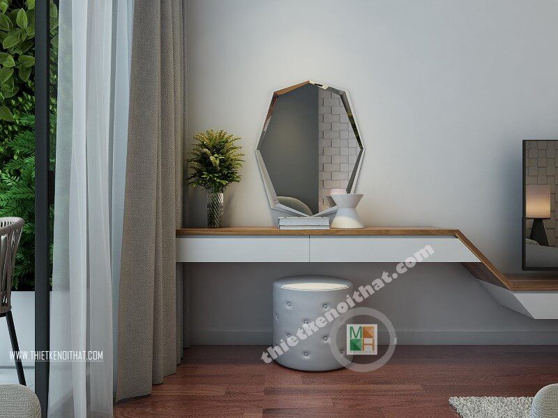 Mẫu giường trang trí phòng ngủ đẹp, hiện đại kết hợp bàn trang điểm độc đáo mang đến sử sang trọng, tinh tế cho căn phòng ngủ cho bạn.