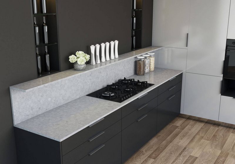 Đá ốp mặt bếp đá nhân tạo có ưu điểm uốn cong thành nhiều hình, chống bám bẩn, chống nước và dễ dàng vệ sinh vừa tiện lợi cho gia chủ khi sử dụng vừa mang tính thẩm mỹ cao cho không gian